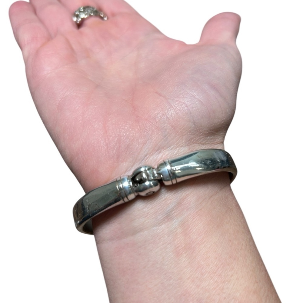 Brighton silver plated heart clamper bracelet rhinestone valentines anniversary - Picture 2 of 6